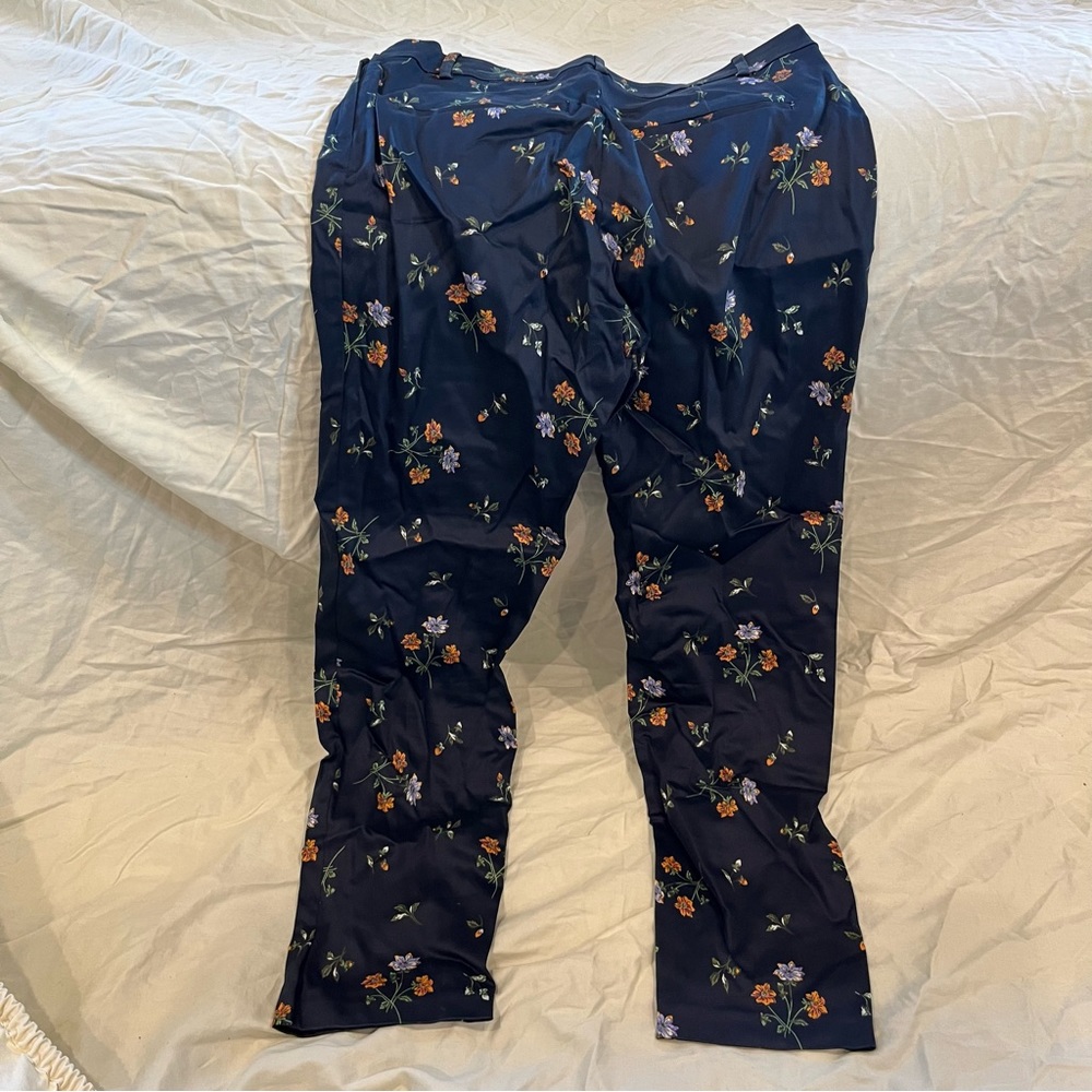 H&M Women's Blue Floral Casual Dress Pants Size 12